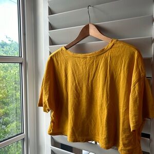 Mustard Coloured Plain Cropped Oversized Top